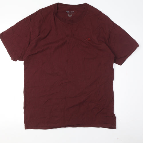Champion Men's Red Crew Neck T-Shirt, Size M, Solid