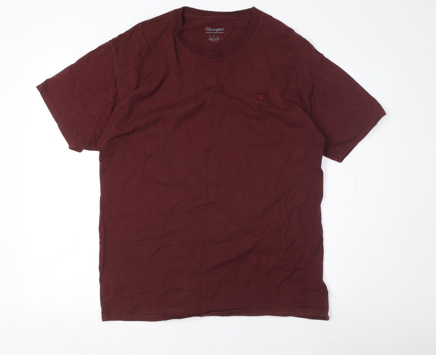 Champion Men's Red Crew Neck T-Shirt, Size M, Solid