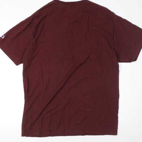 Champion Men's Red Crew Neck T-Shirt, Size M, Solid