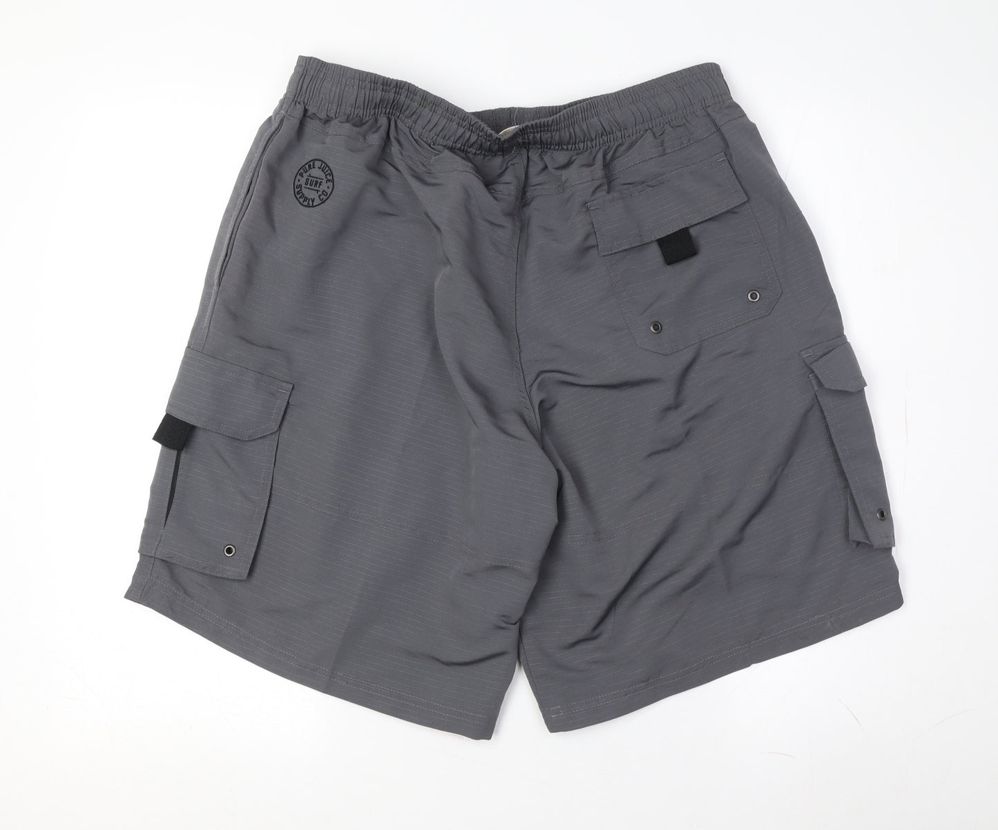 Pure Juice Men's Grey Cargo Shorts Size 36 with Logo
