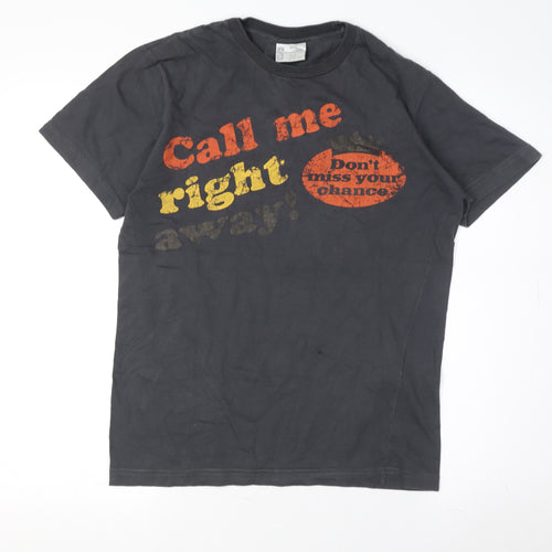 Men's Black Graphic Print T-Shirt S