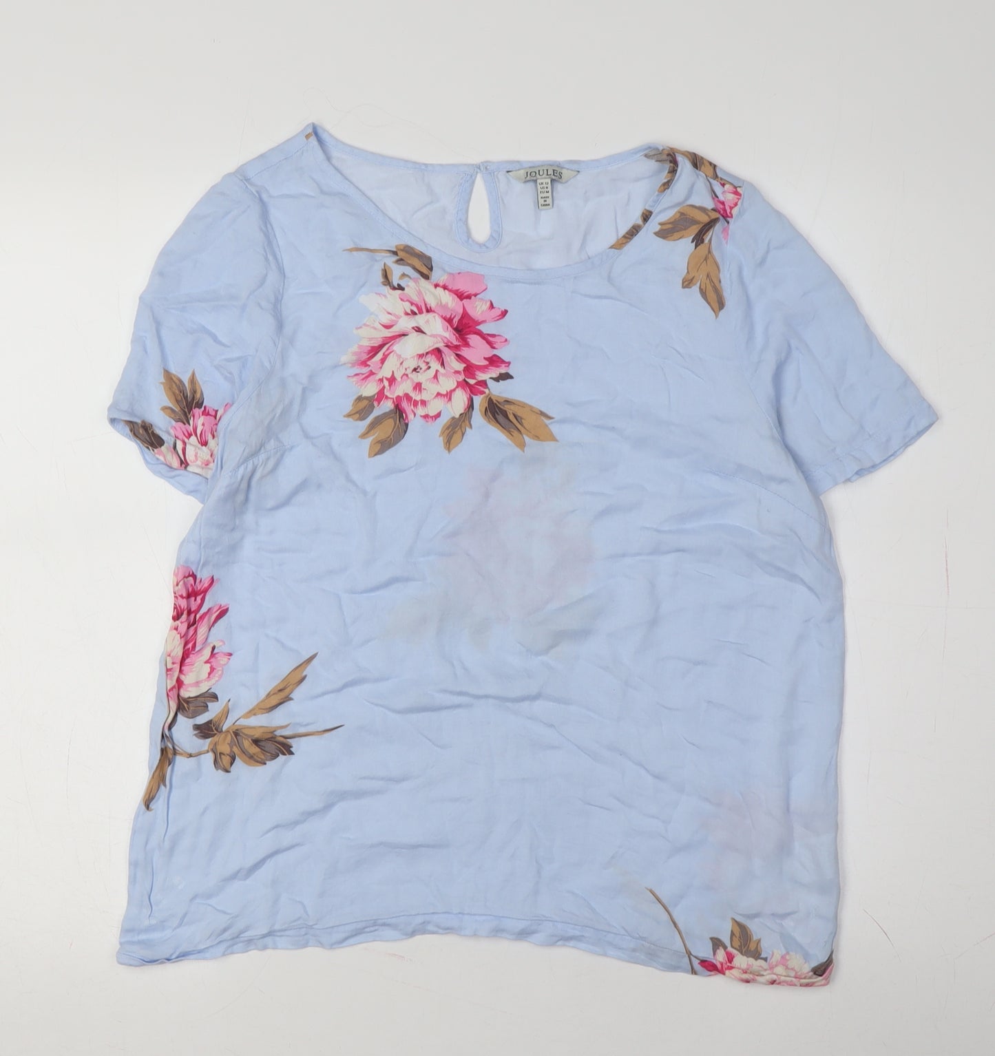 Joules Women's Blue Floral Blouse Size 12 Casual Top
