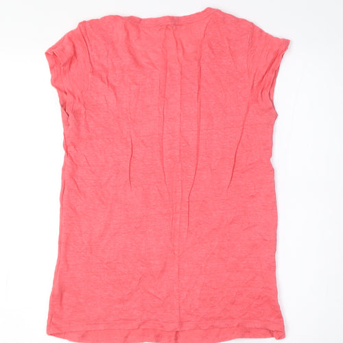 Benetton Women's Pink Linen T-Shirt Size M Classic