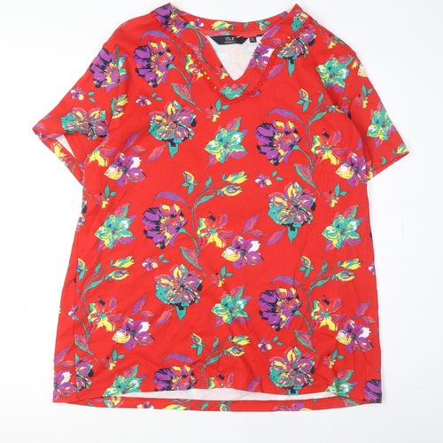 Isle Essentials Women's Red Floral T-Shirt M