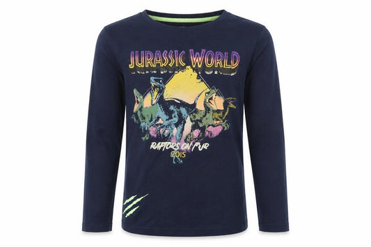 Front view of Marks & Spencer boys’ blue jurassic world pyjama top 12-13 years