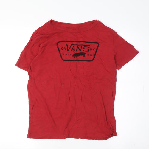 Vans Boys Red Graphic T-Shirt S Casual Skateboarding Style