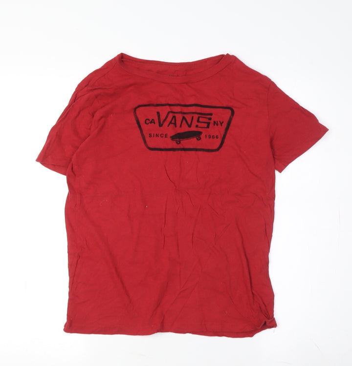 Vans Boys Red Graphic T-Shirt S Casual Skateboarding Style