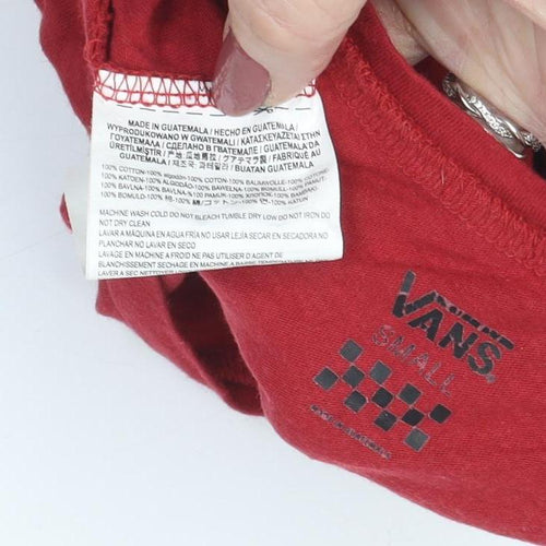Vans Boys Red Graphic T-Shirt S Casual Skateboarding Style