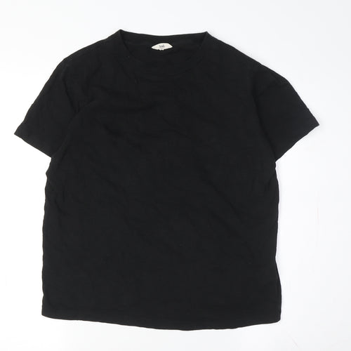 Hush Men's Black Cotton Crew Neck T-Shirt, Size S