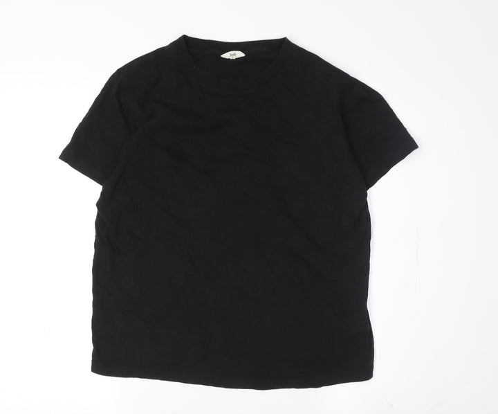 Hush Men's Black Cotton Crew Neck T-Shirt, Size S