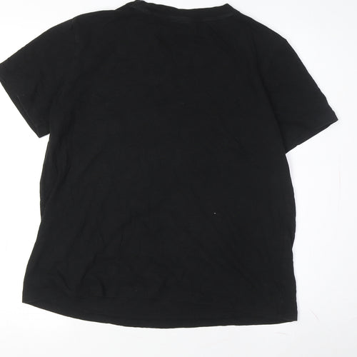 Hush Men's Black Cotton Crew Neck T-Shirt, Size S