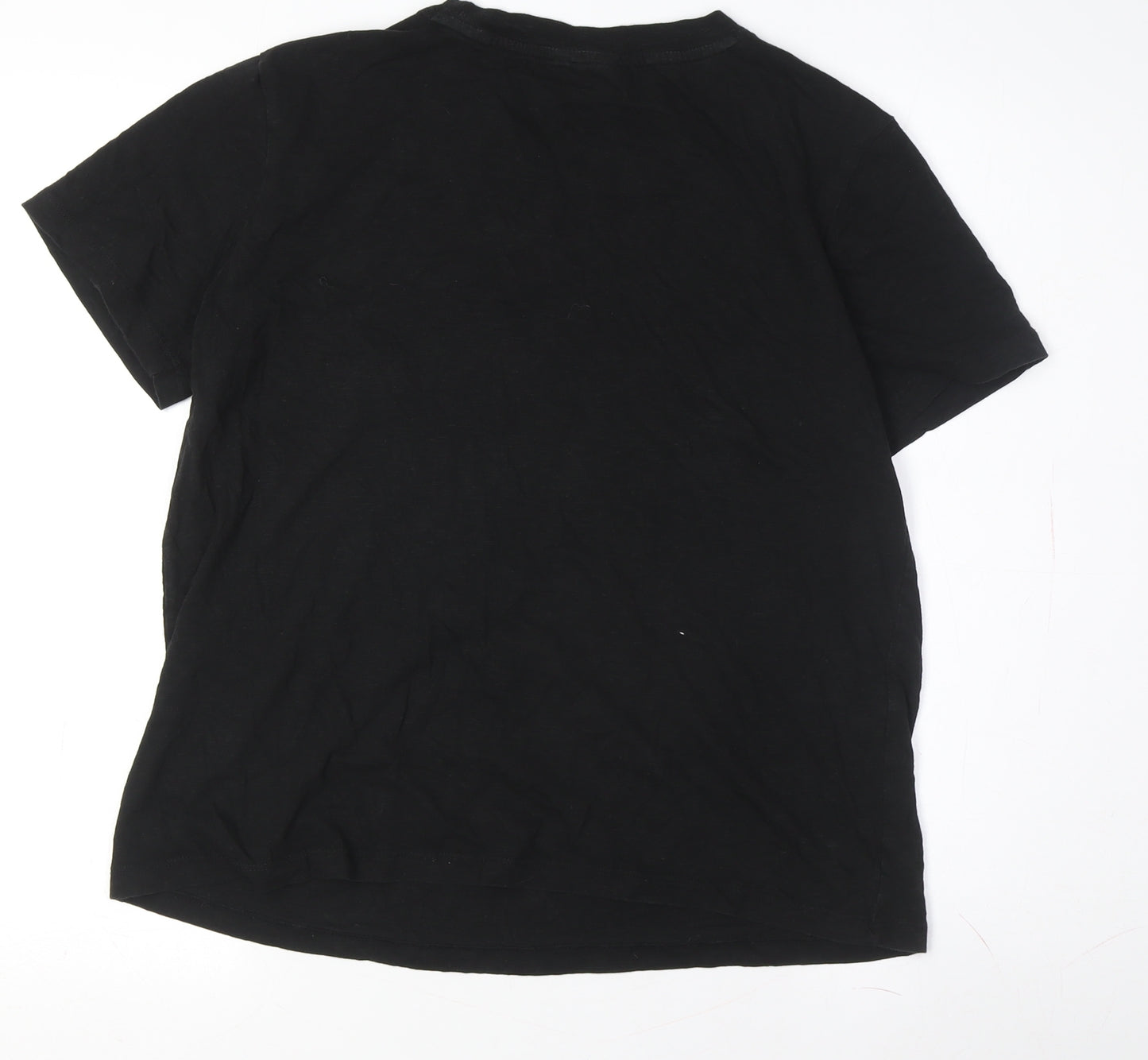 Hush Men's Black Cotton Crew Neck T-Shirt, Size S