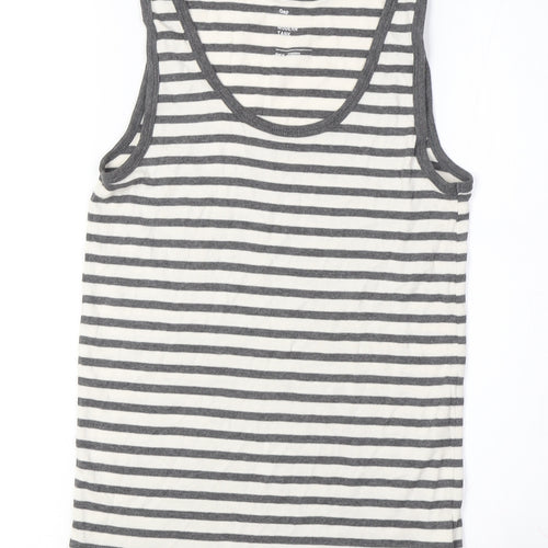 Gap Women's Grey Striped Tank Top, Size L - Casual Summer Wear