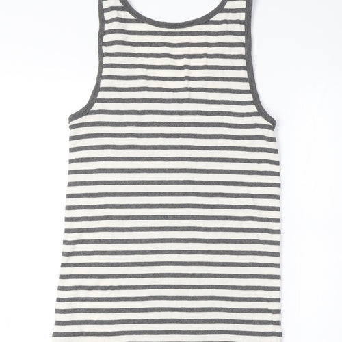 Gap Women's Grey Striped Tank Top, Size L - Casual Summer Wear