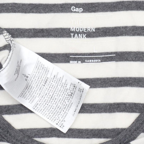 Gap Women's Grey Striped Tank Top, Size L - Casual Summer Wear