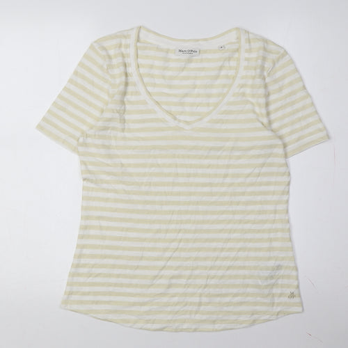 Marc O'Polo Women's Beige Striped V-Neck T-Shirt M