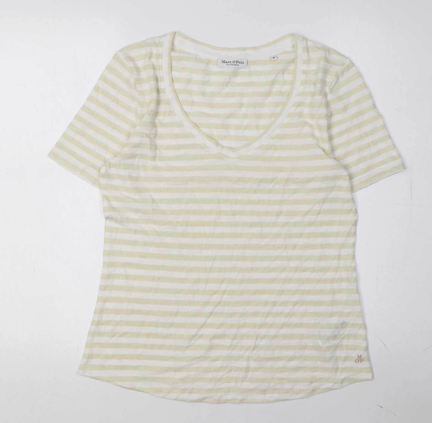 Marc O'Polo Women's Beige Striped V-Neck T-Shirt M