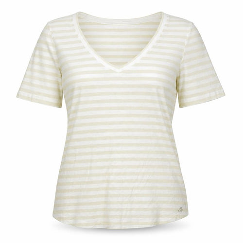 Marc O'Polo Women's Beige Striped V-Neck T-Shirt M