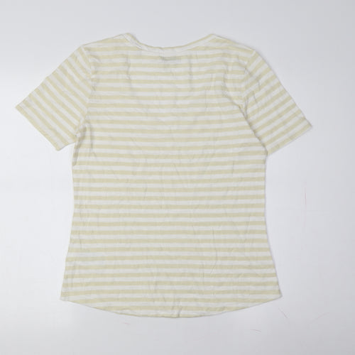 Marc O'Polo Women's Beige Striped V-Neck T-Shirt M