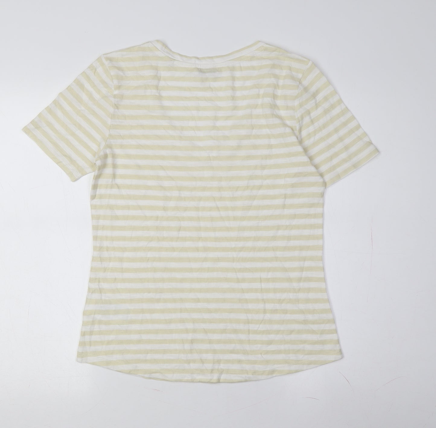Marc O'Polo Women's Beige Striped V-Neck T-Shirt M