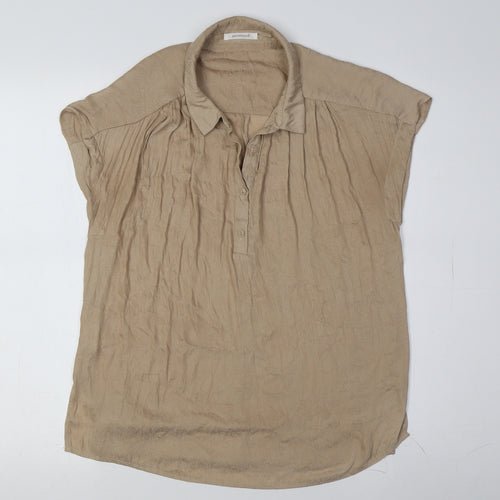 Promod Women's Beige Short Sleeve Blouse Size 10