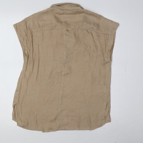 Promod Women's Beige Short Sleeve Blouse Size 10