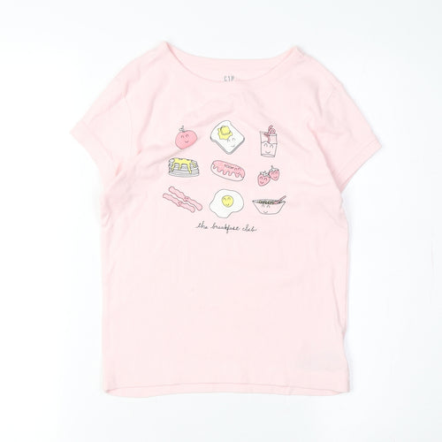 GAP Girls Pink Breakfast Graphic T-Shirt, Size 10-11 Regular