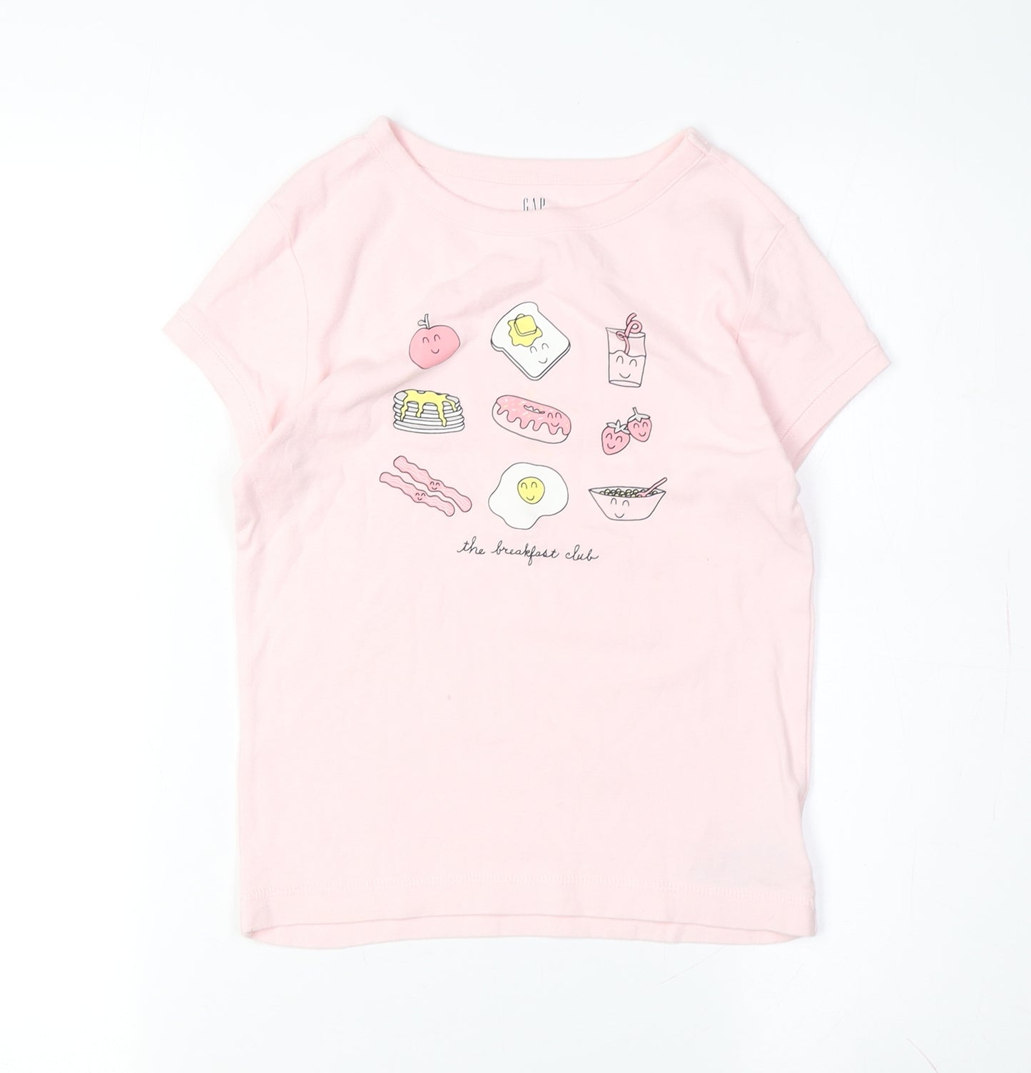 GAP Girls Pink Breakfast Graphic T-Shirt, Size 10-11 Regular