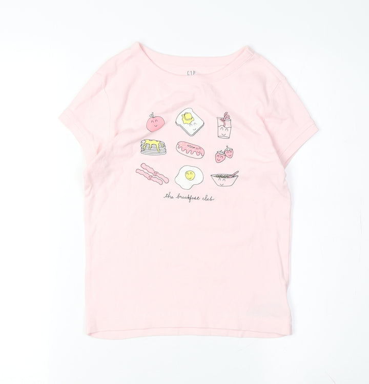 GAP Girls Pink Breakfast Graphic T-Shirt, Size 10-11 Regular
