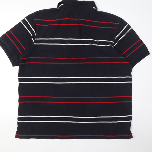 Marks and Spencer Men's Black Striped Polo L Cotton