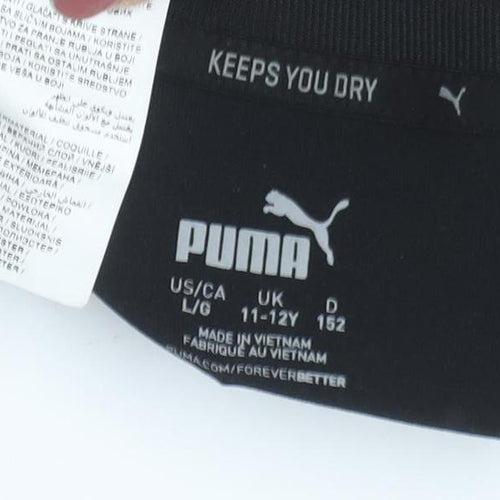 Puma Boys Black T-Shirt for Gym & Running, Size 11-12 Years