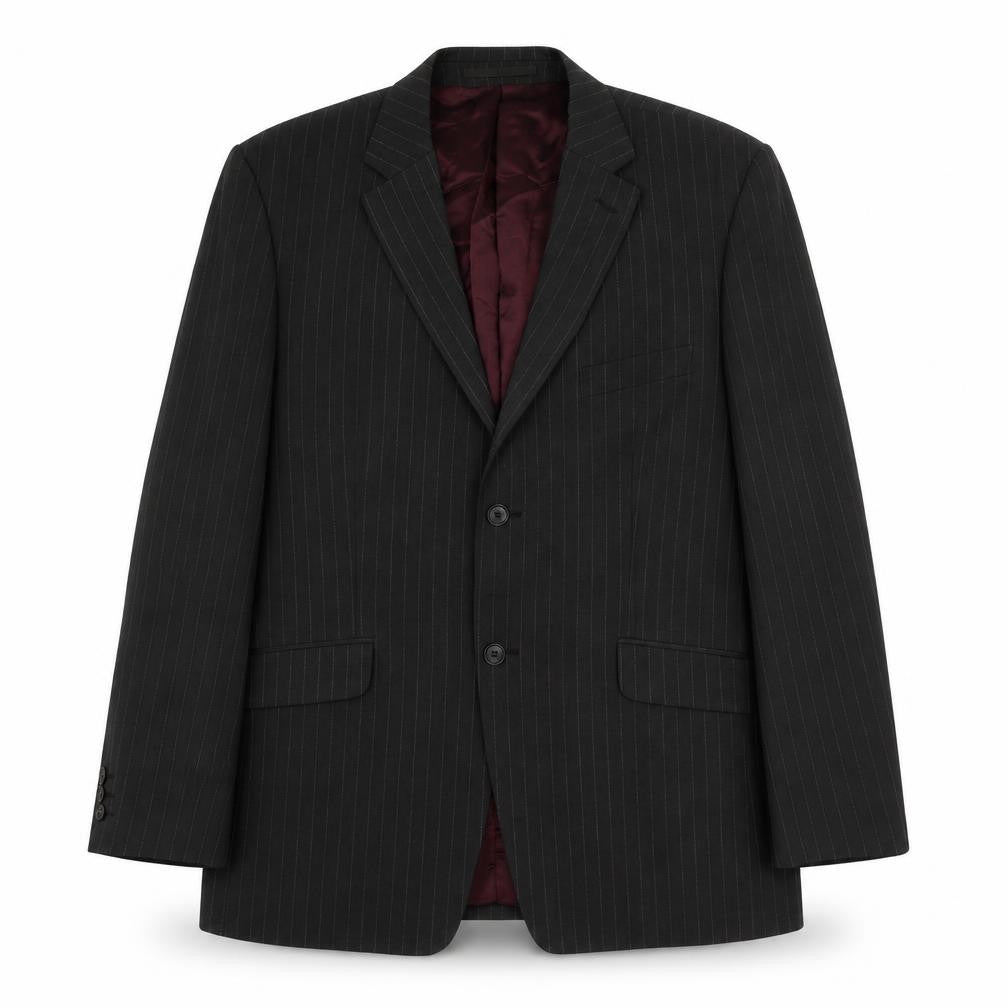 Front view of Jeff Banks Men's Black Striped Blazer 42S
