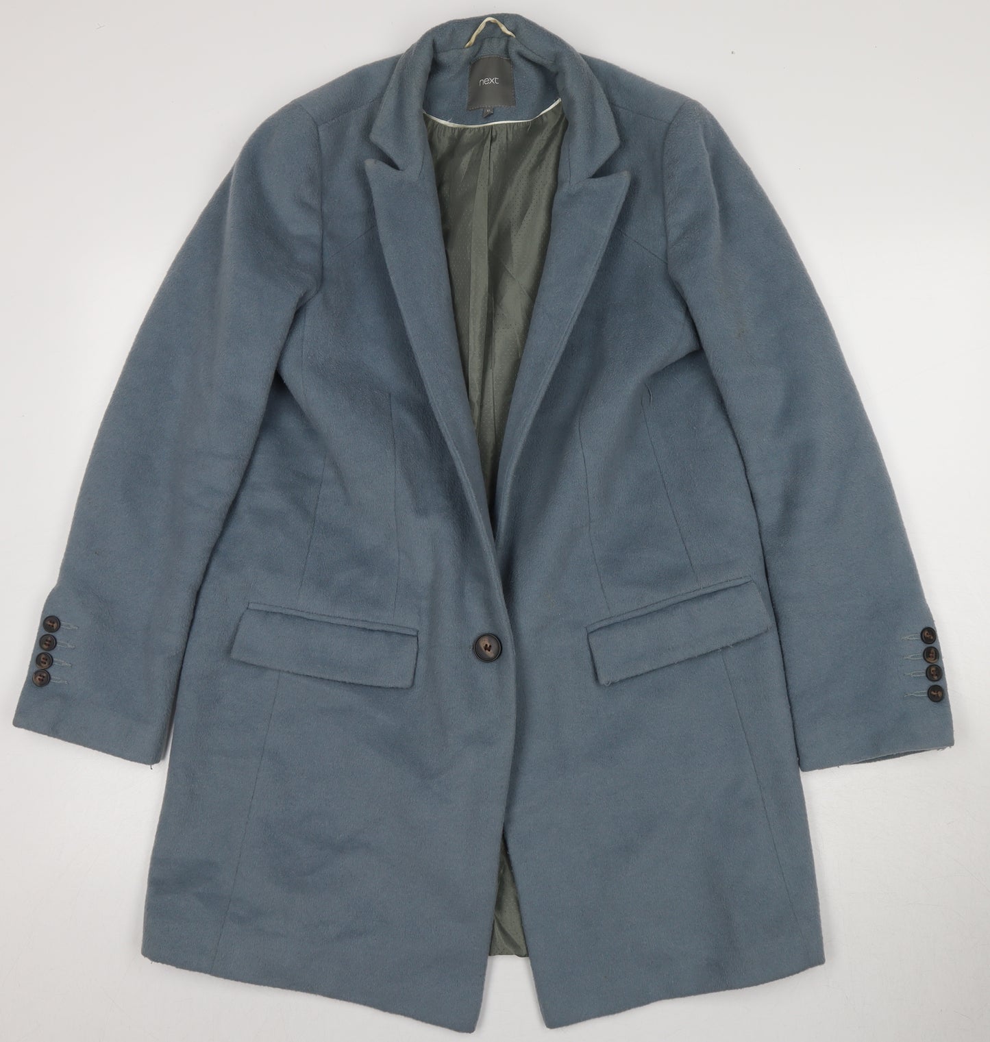 Next Women's Blue Coat Size 12, Warm Polyester Wool Blend