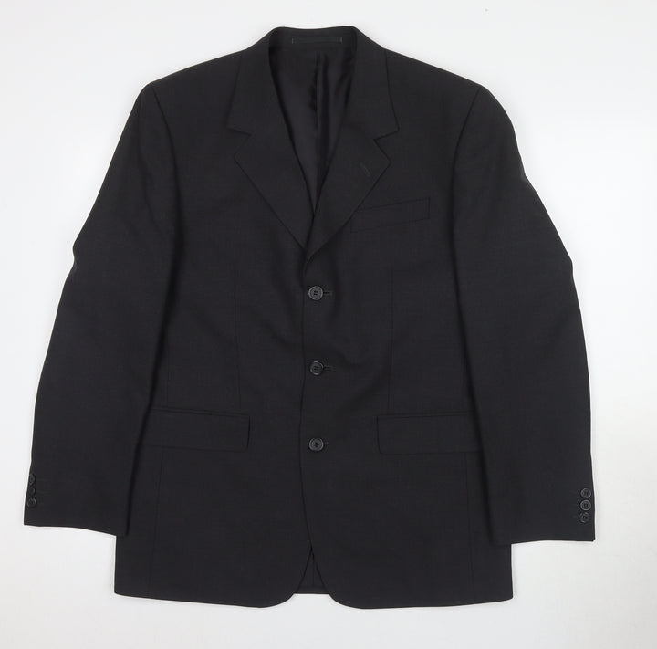 Simon Jersey Men's Black Blazer, Regular Fit, 40R