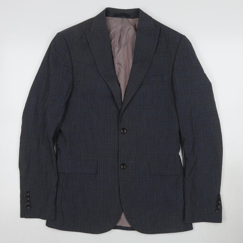 Next Men's Blue Check Blazer, Size 36, Classic Style
