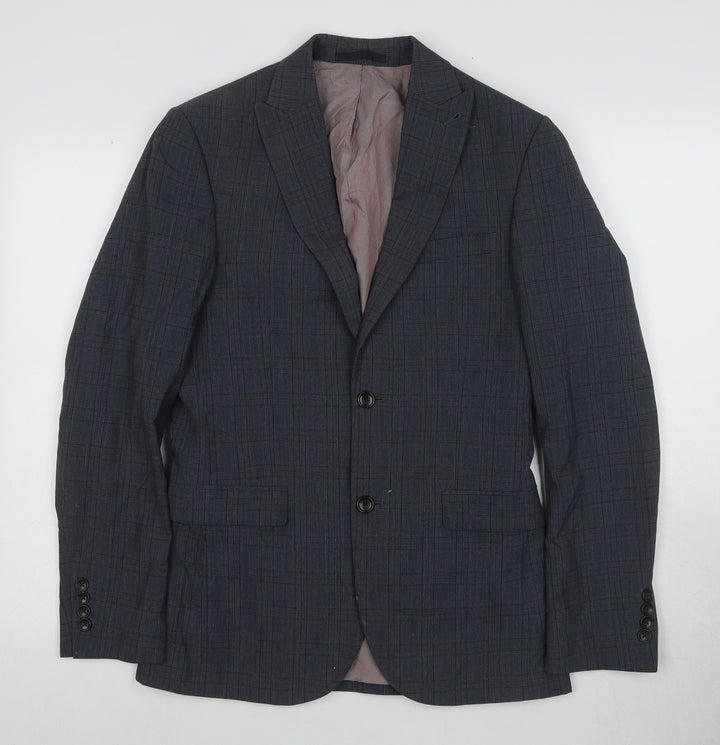 Next Men's Blue Check Blazer, Size 36, Classic Style