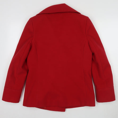 Kesta London Women's Red Pea Coat, Size 8, Buttoned Style