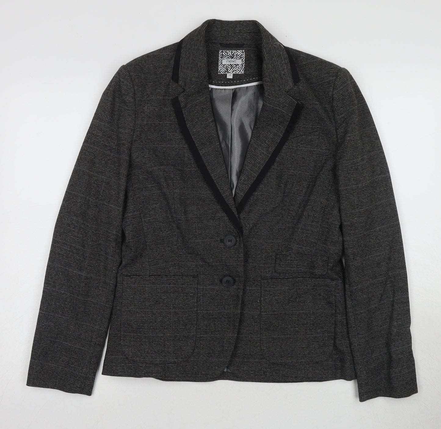 Next Women's Black Blazer Size 12 Classic Checked
