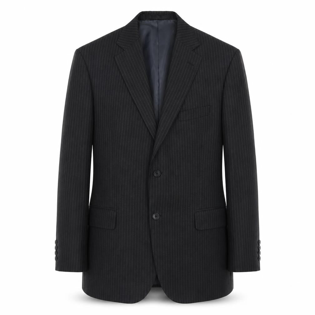 Front view of Marks & Spencer Men's Black Striped Suit Jacket, 42R
