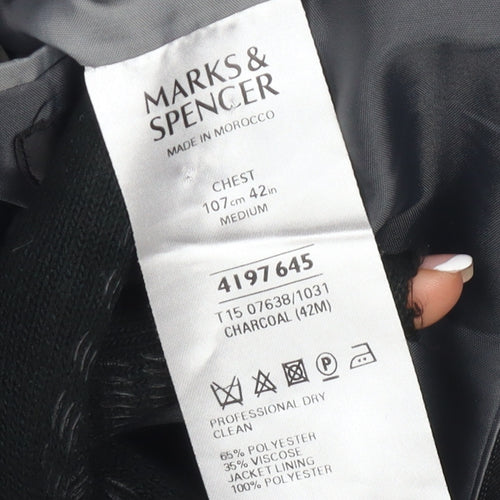 Marks and Spencer Men's Black Striped Suit Jacket, 42R