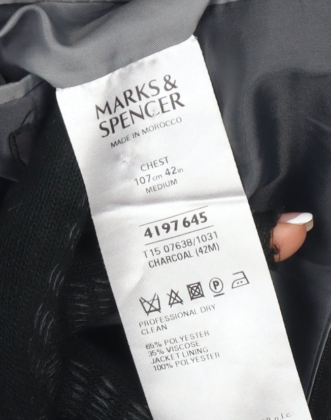 Marks and Spencer Men's Black Striped Suit Jacket, 42R