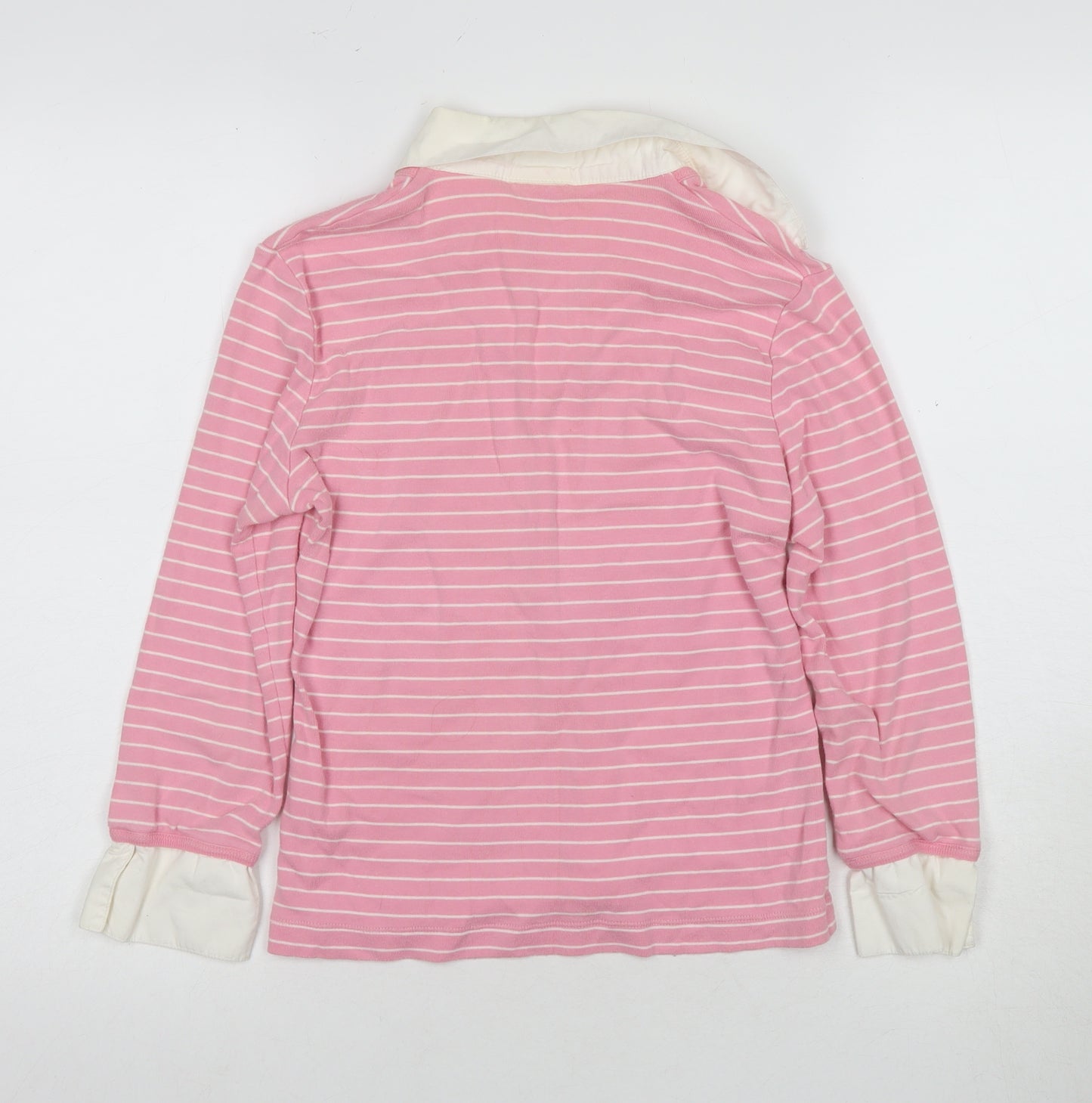 Next Women's Pink Striped Polo Top Size 12 Collared