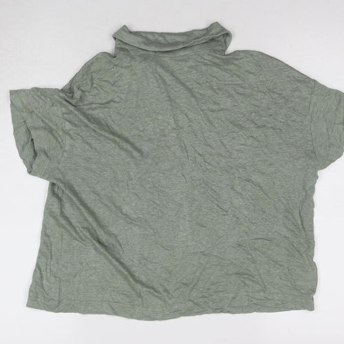 MNG Women's Green Linen Polo Shirt Size 12