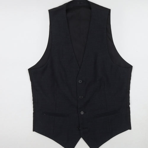 ONESIX5IVE Men's Black Suit Waistcoat, Polyester, Size 36R