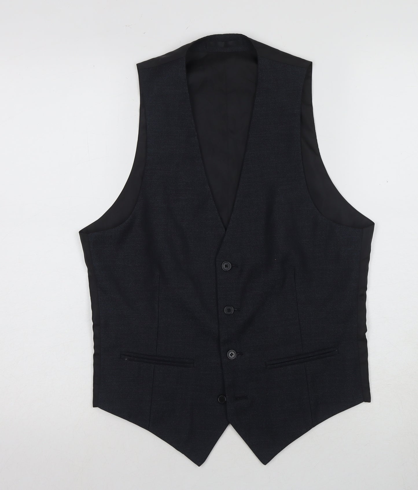 ONESIX5IVE Men's Black Suit Waistcoat, Polyester, Size 36R