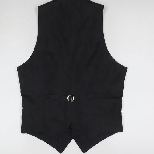 ONESIX5IVE Men's Black Suit Waistcoat, Polyester, Size 36R