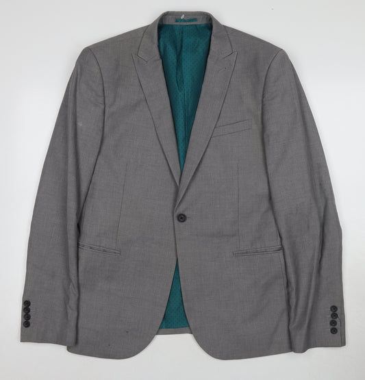 Next Men's Grey Suit Jacket, Size 42L, Business, Two-Button