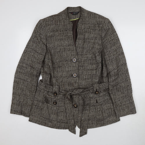 Bm Collection Women's Brown Military Blazer Size 14