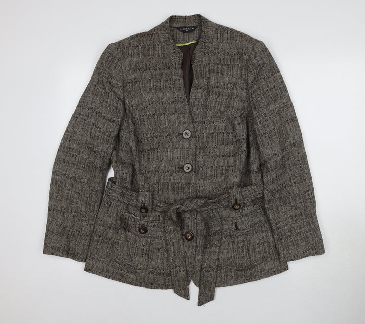 Bm Collection Women's Brown Military Blazer Size 14