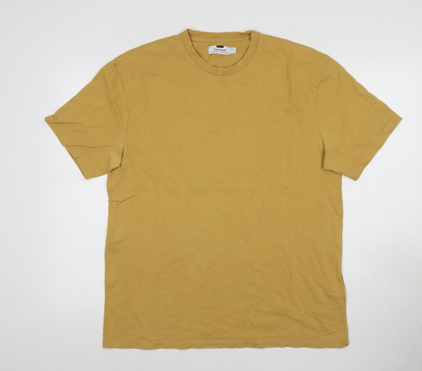 Topman Men's Yellow Crew Neck T-Shirt - Size M